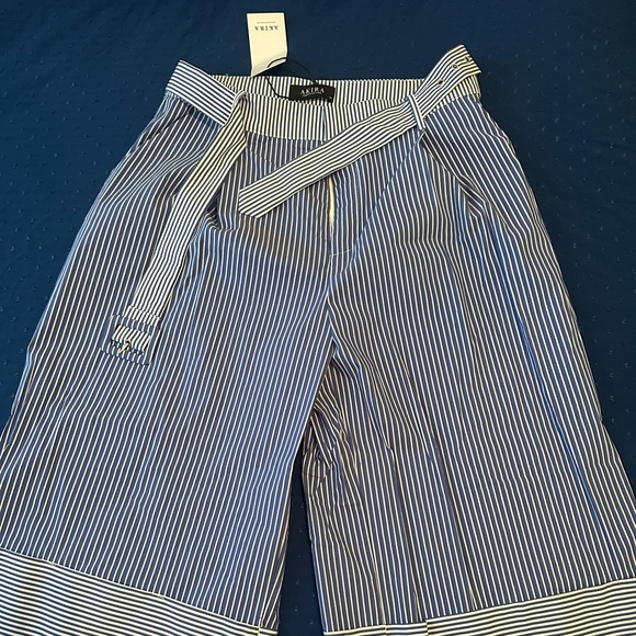 AKIRA Blue and White Striped Tie-Front Jumpsuit - Picture 2 of 4